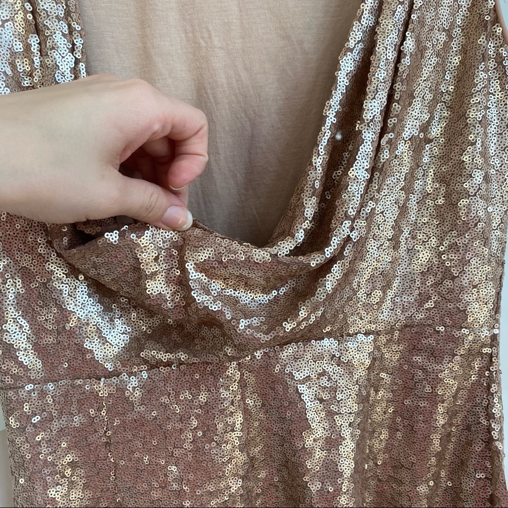 Lulu’s Rose Gold Sequin Mini Dress L. NWT - Picture 10 of 12